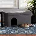 Baxton Studio Faber ModernDark Grey Fabric Upholstered and Wood Cat Litter Box Cover House 194-12519-ZORO
